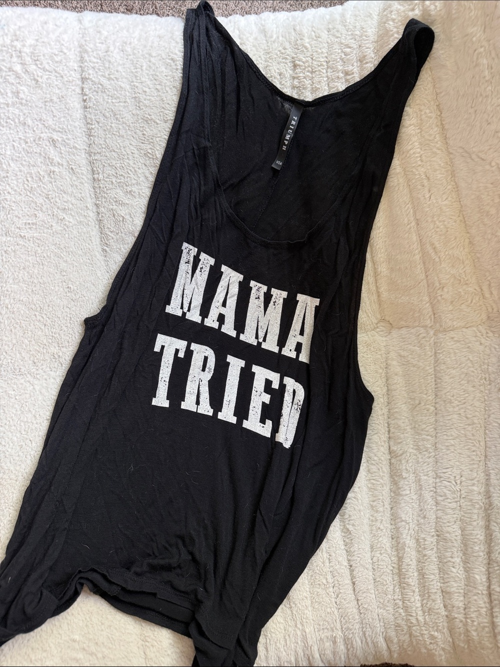 Triumph Black Kids One-Piece Bodysuit with White 'MAMA TRIED' Print